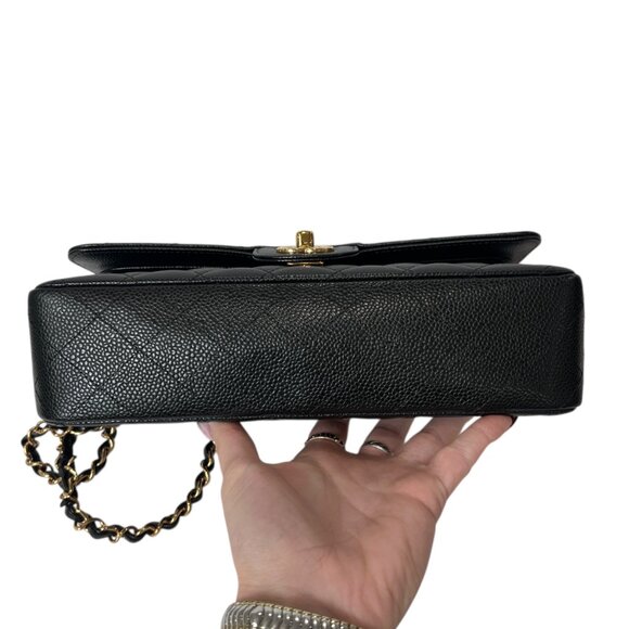 CHANEL Black Quilted Leather Caviar Double Flap Crossbody Timeless Bag Medium - Picture 15 of 15